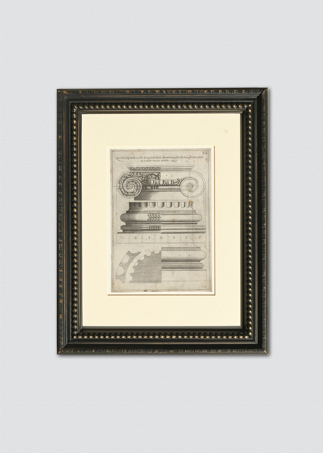 Cuadro Papel Algodón dibujo columna i marco vintage perlas