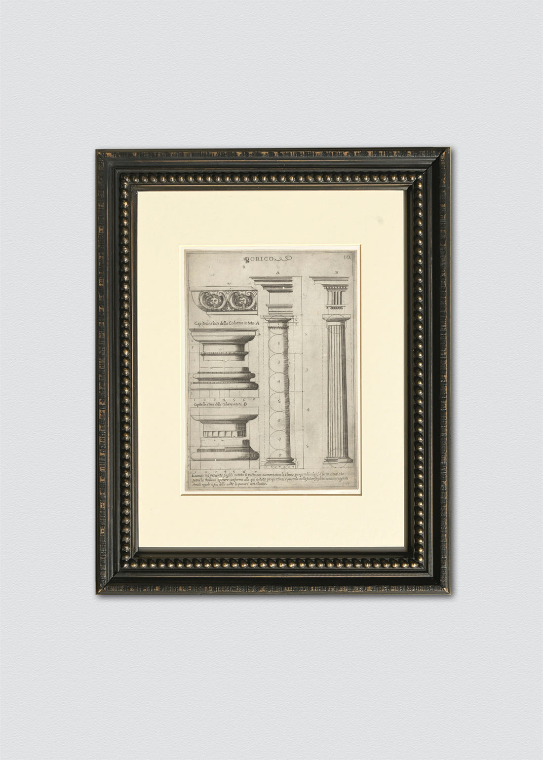 Cuadro Papel Algodón dibujo columna ii marco vintage perlas