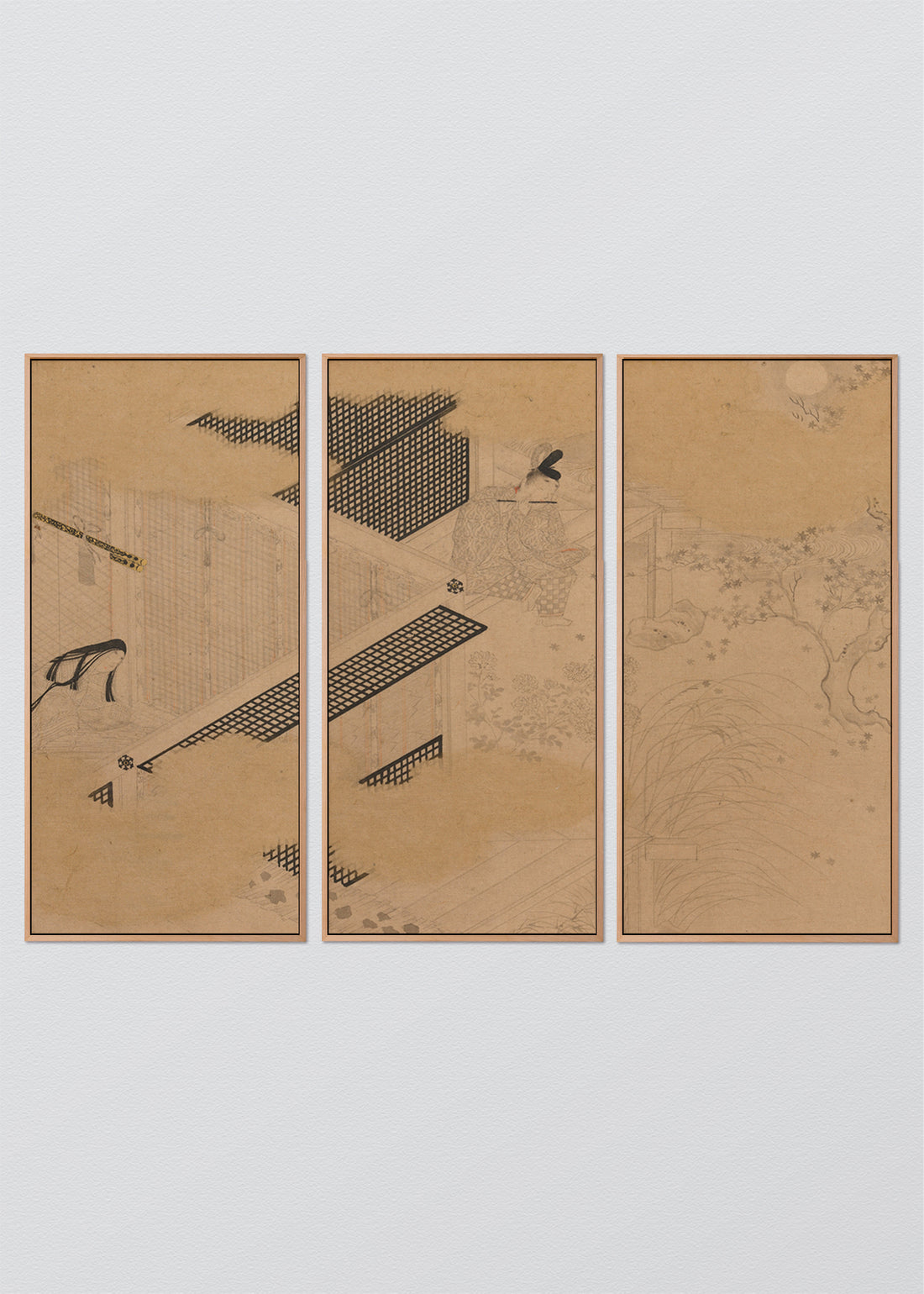 Paneles Murales de lino Antigua Escena Japonesa  - Serie 03