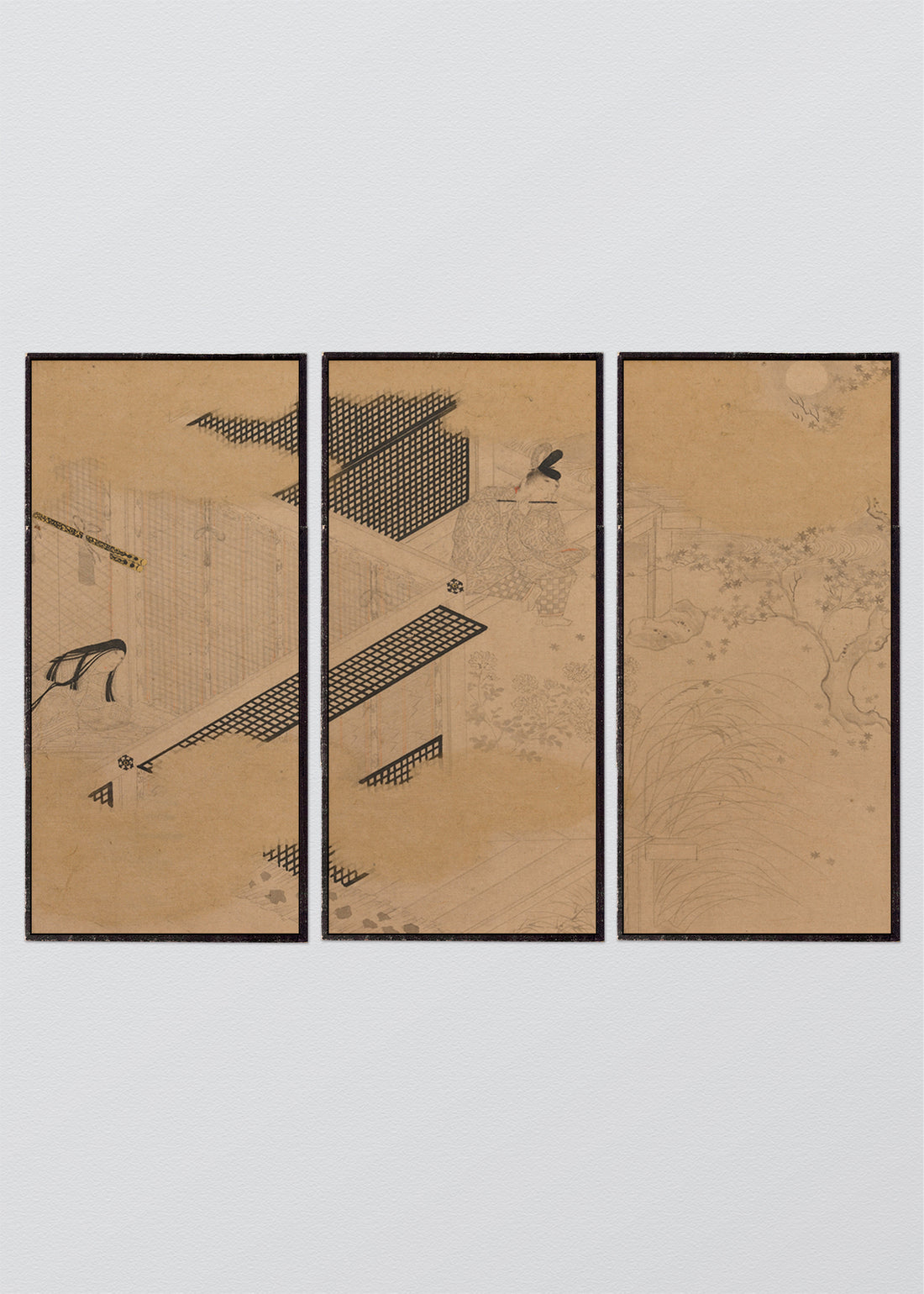 Paneles Murales de lino Antigua Escena Japonesa  - Serie 03