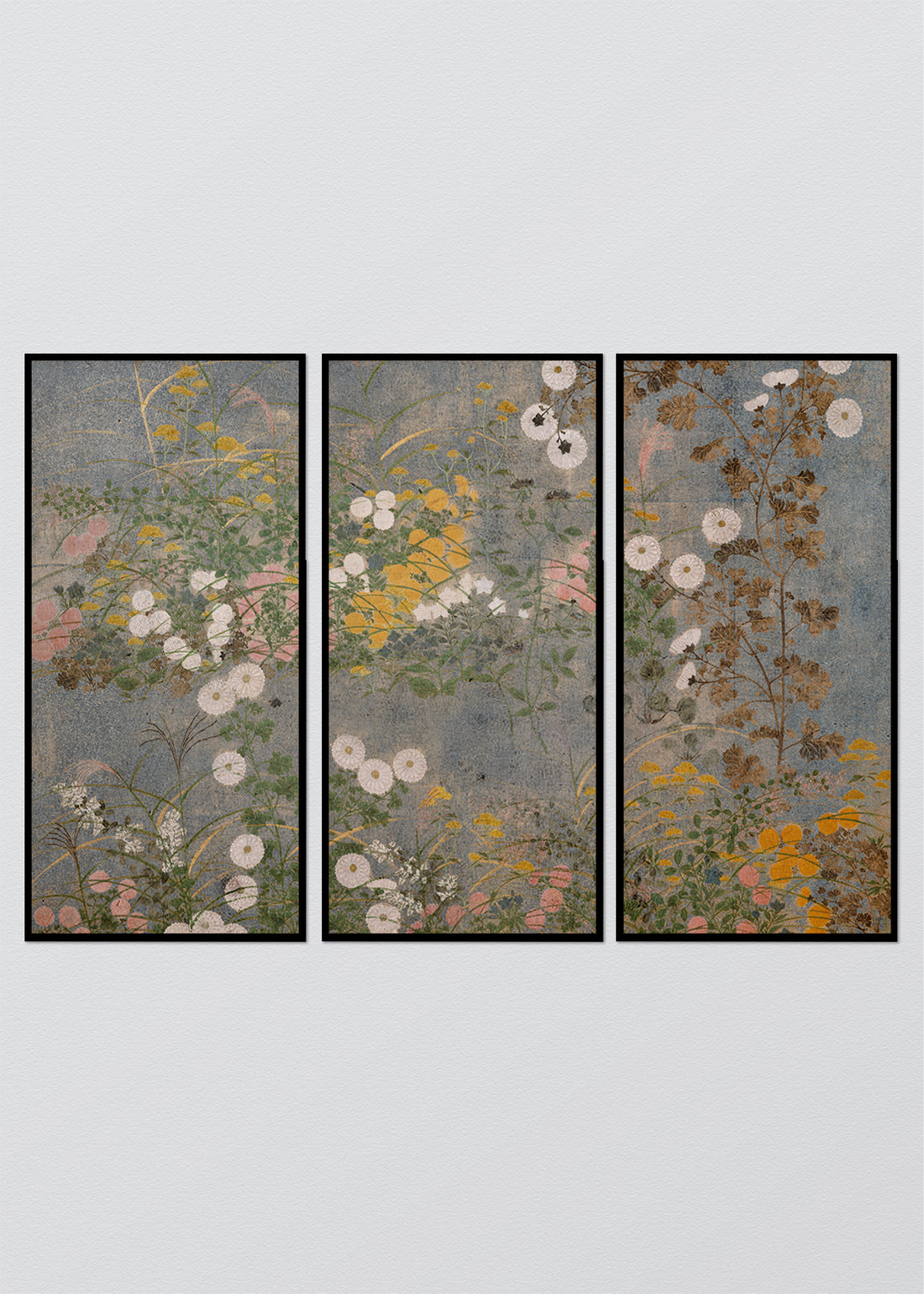 Navidad - Paneles Murales de lino Grabado de Flores Antiguas  - Serie 03