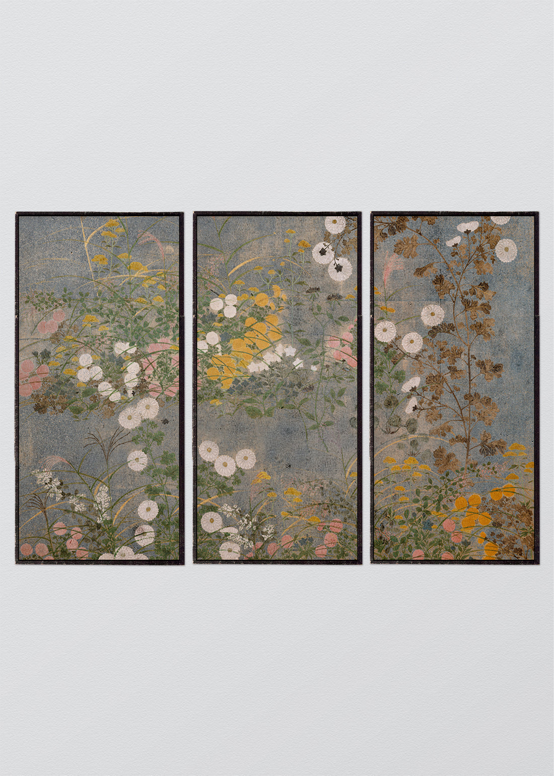 Navidad - Paneles Murales de lino Grabado de Flores Antiguas  - Serie 03