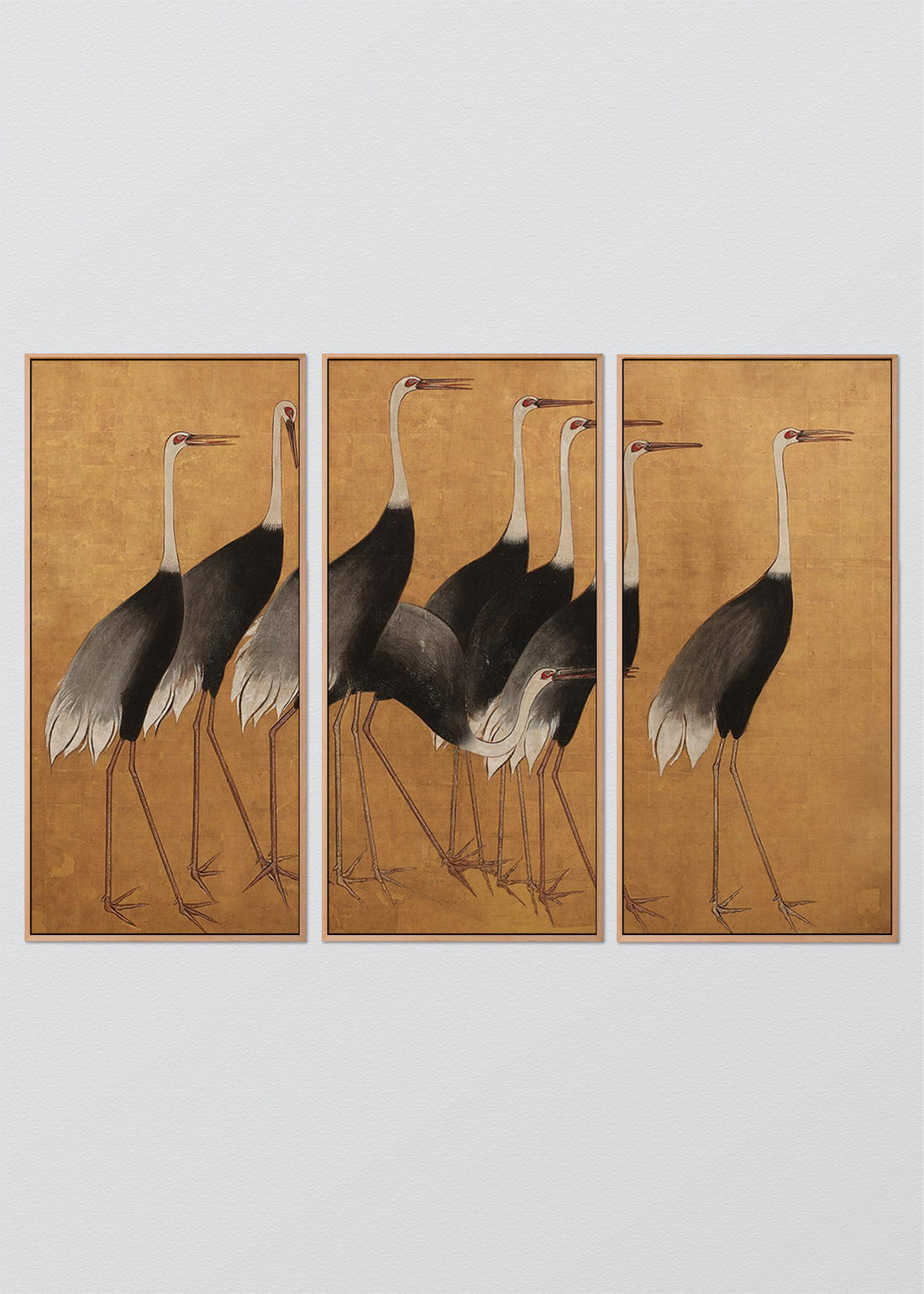 Paneles Murales de lino Grullas Doradas- Serie 03
