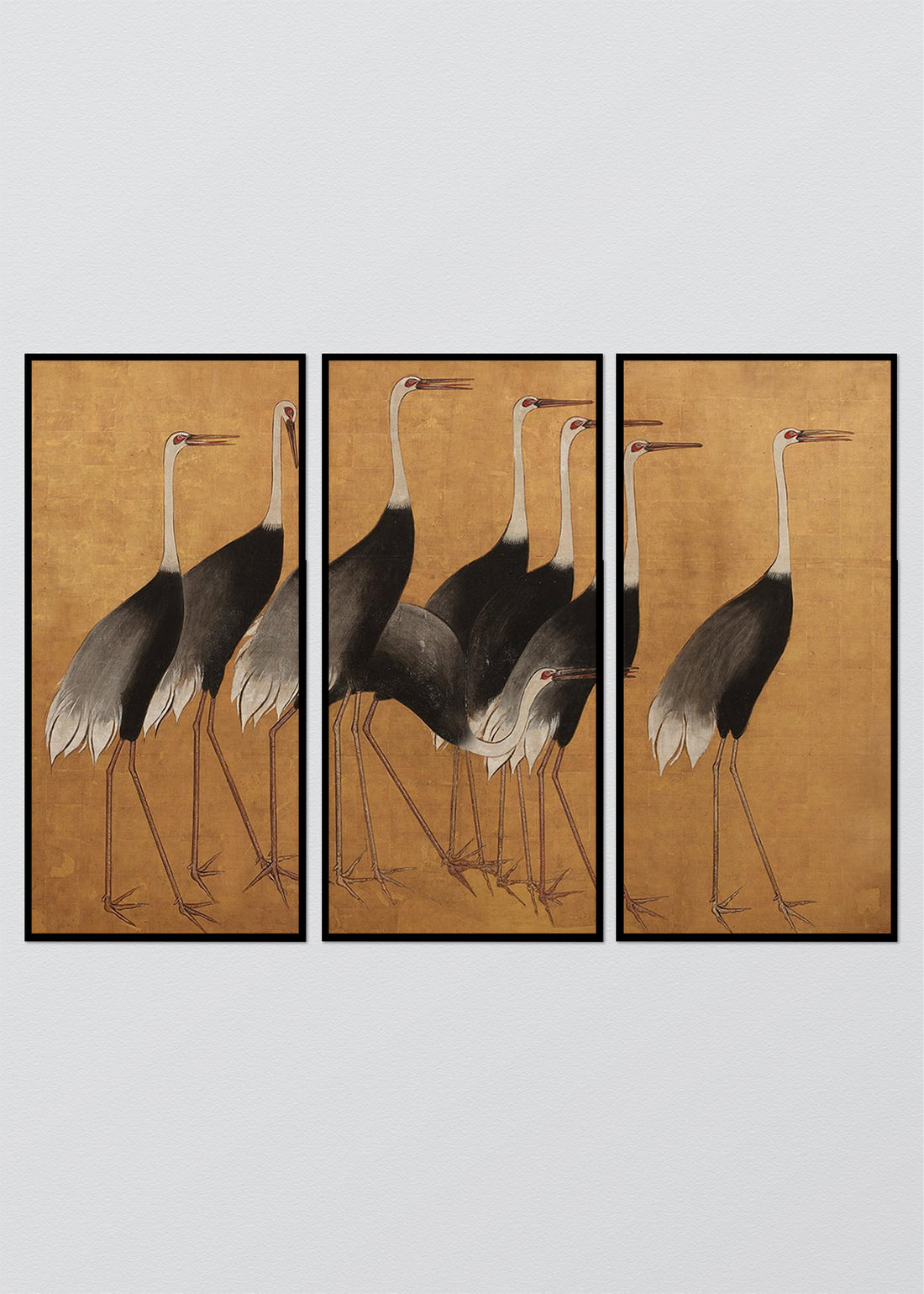 Paneles Murales de lino Grullas Doradas- Serie 03