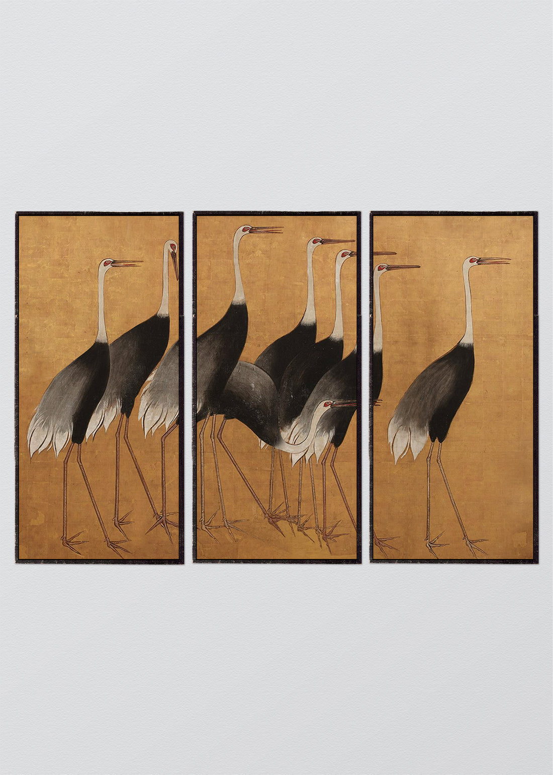 Paneles Murales de lino Grullas Doradas- Serie 03