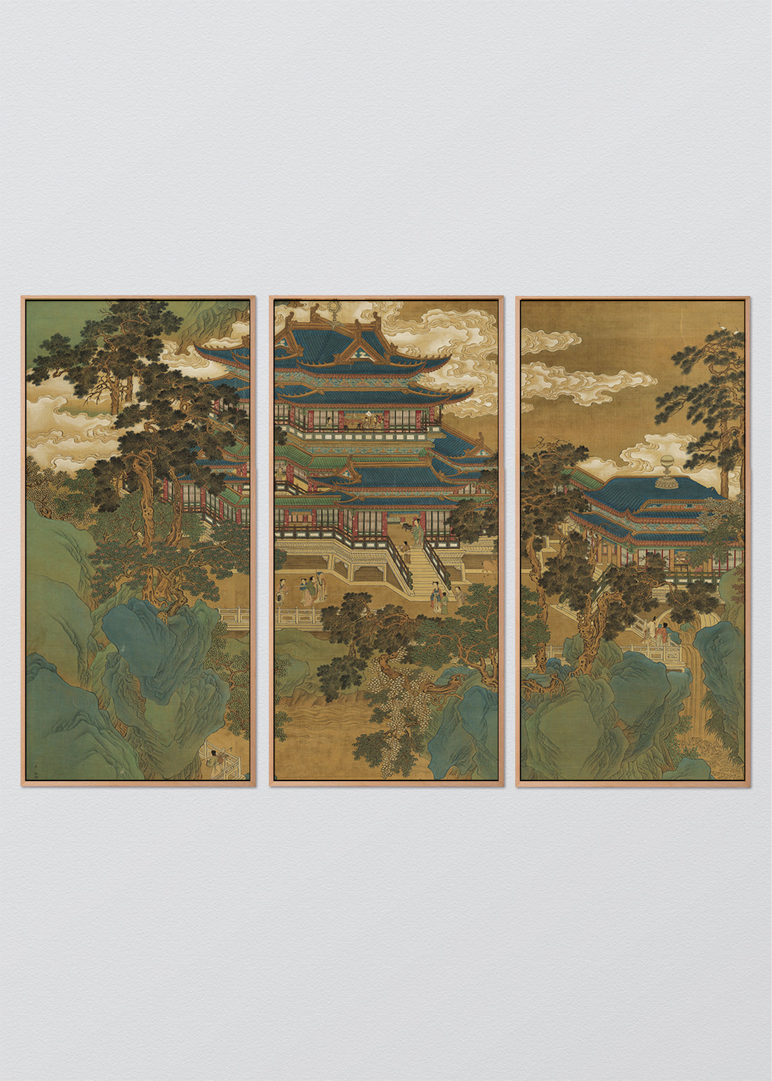 Paneles Murales de lino Templos y Flores en las Montañas  - Serie 03