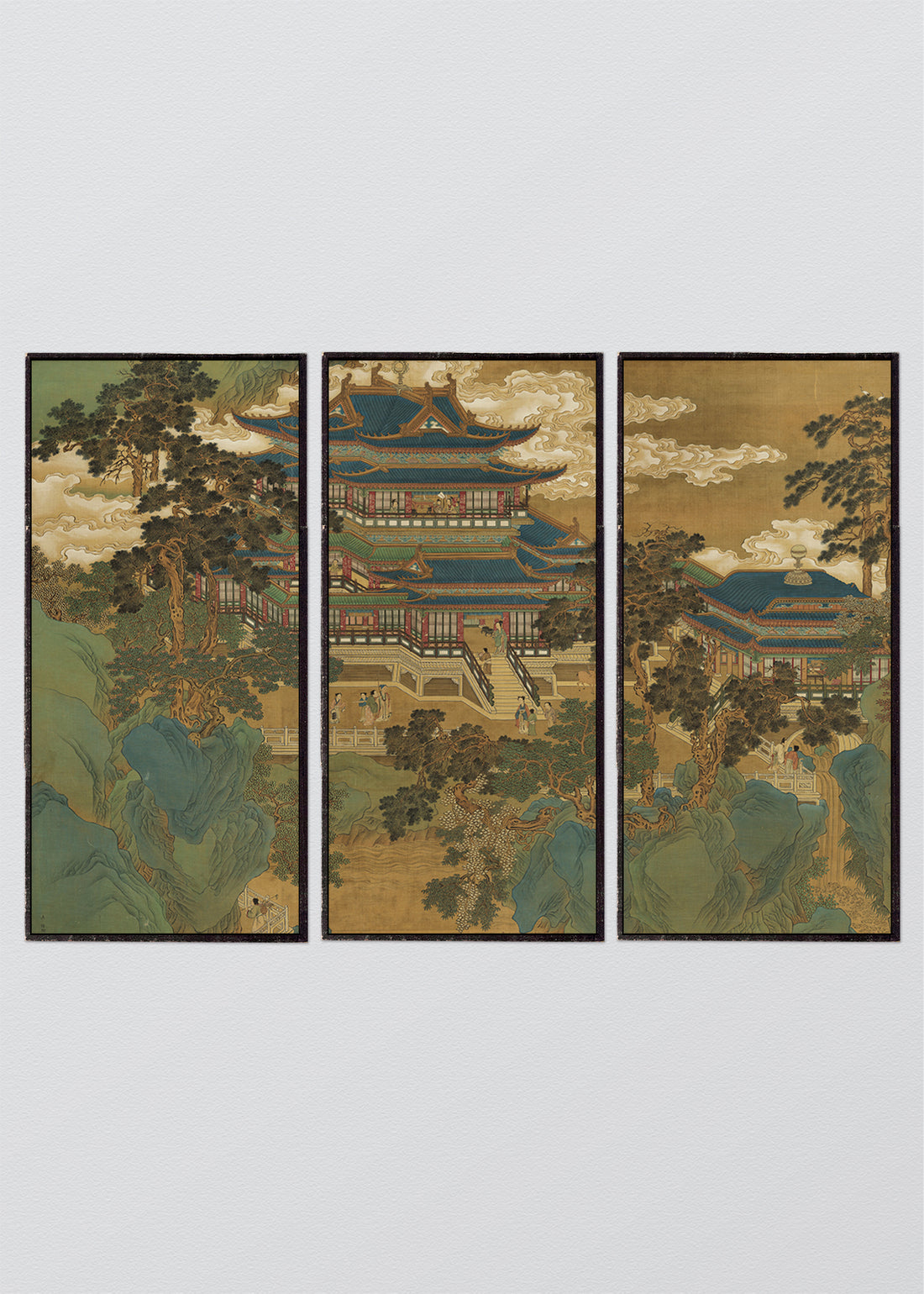 Paneles Murales de lino Templos y Flores en las Montañas  - Serie 03