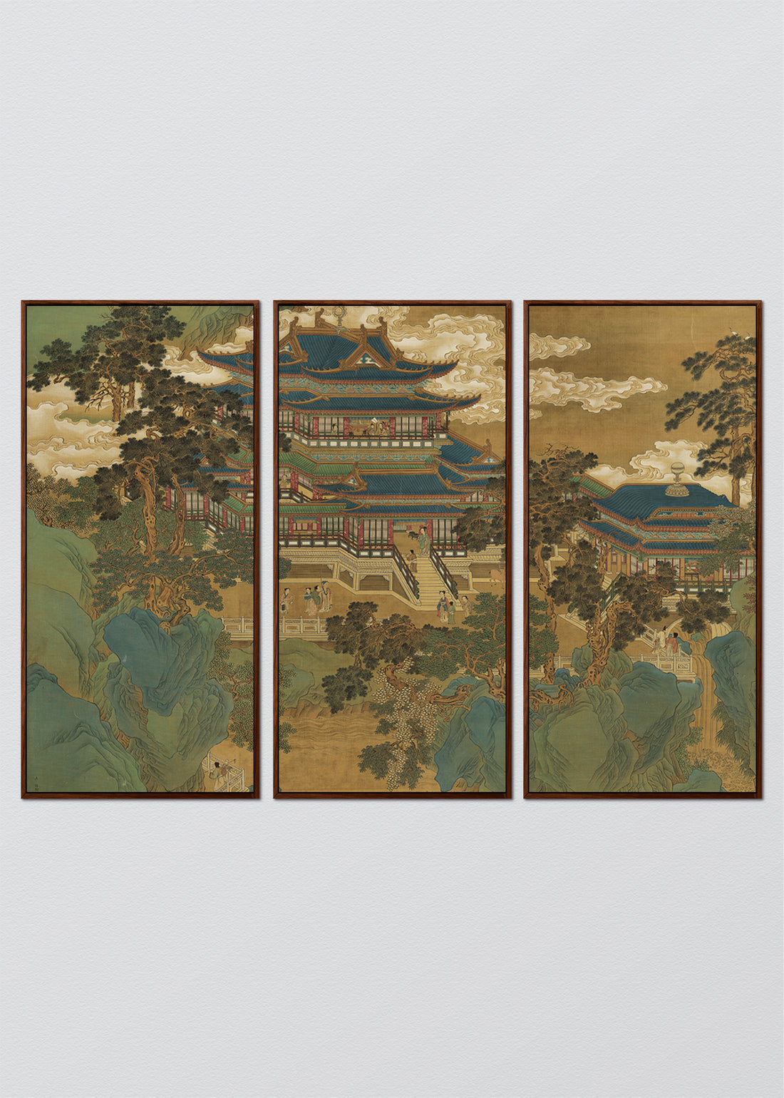 Paneles Murales de lino Templos y Flores en las Montañas  - Serie 03