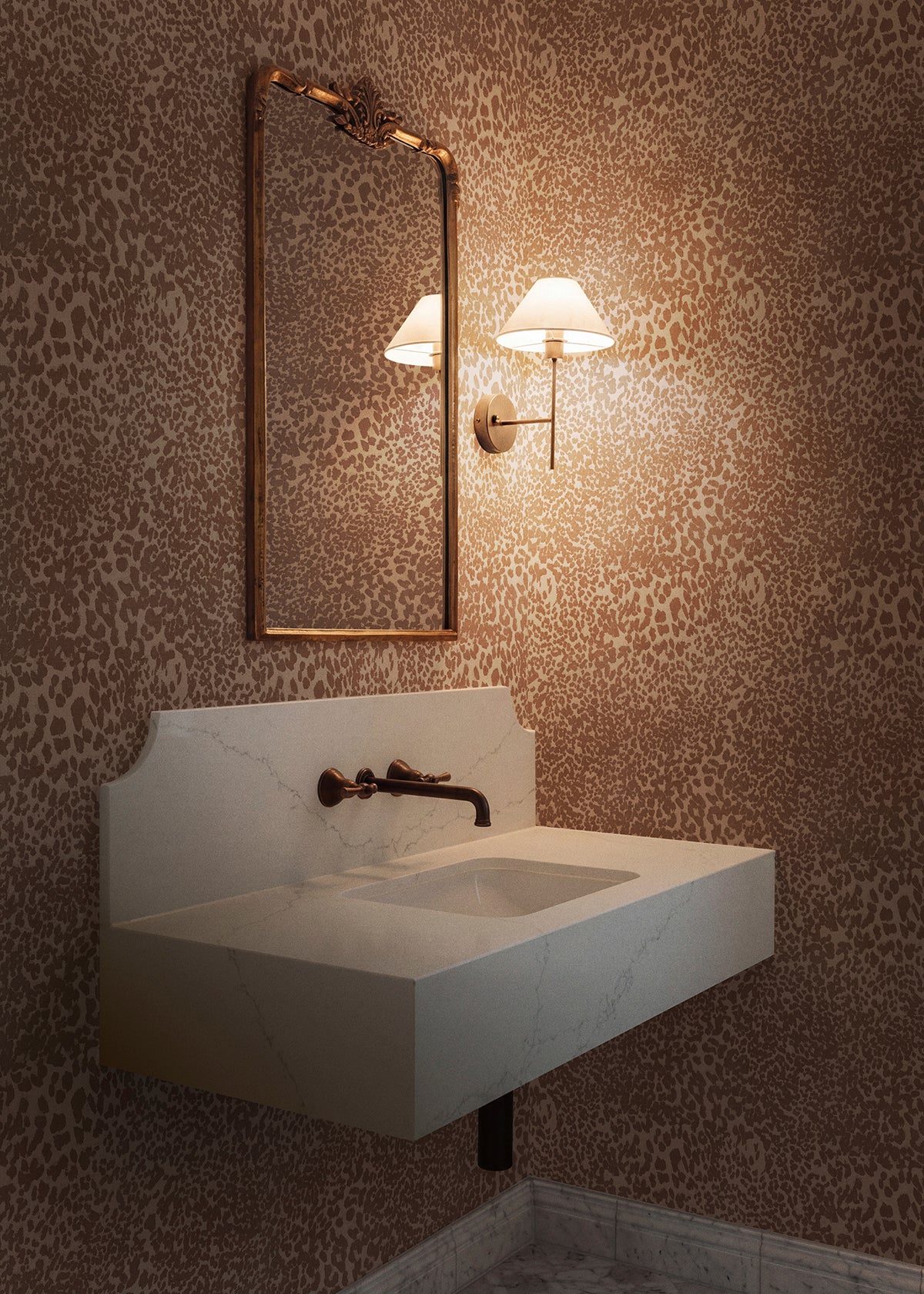 Papel Mural Animal Leopardo Rosado Framboise-Antique