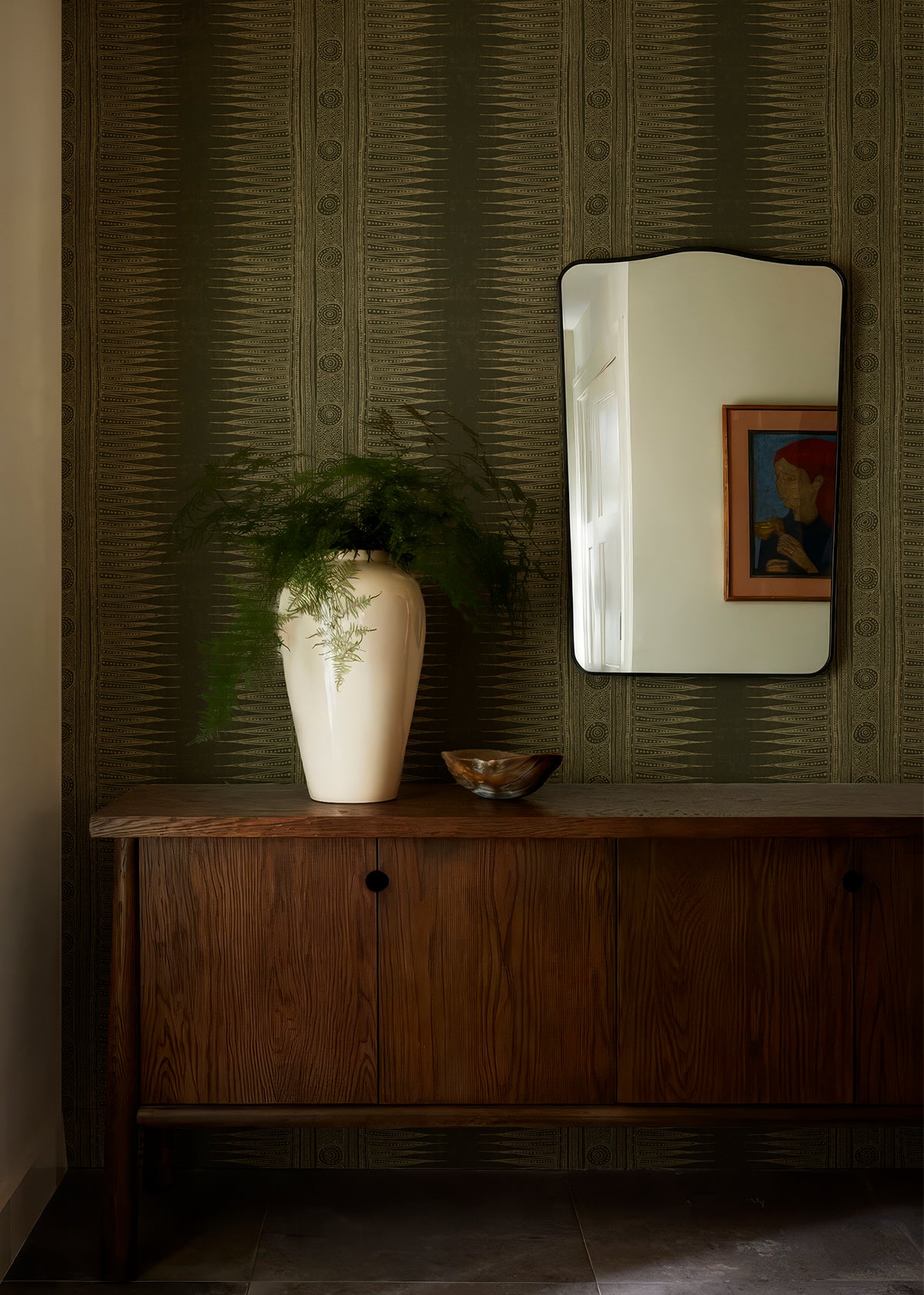 Papel Mural Tribal Shogun Verde Oliva