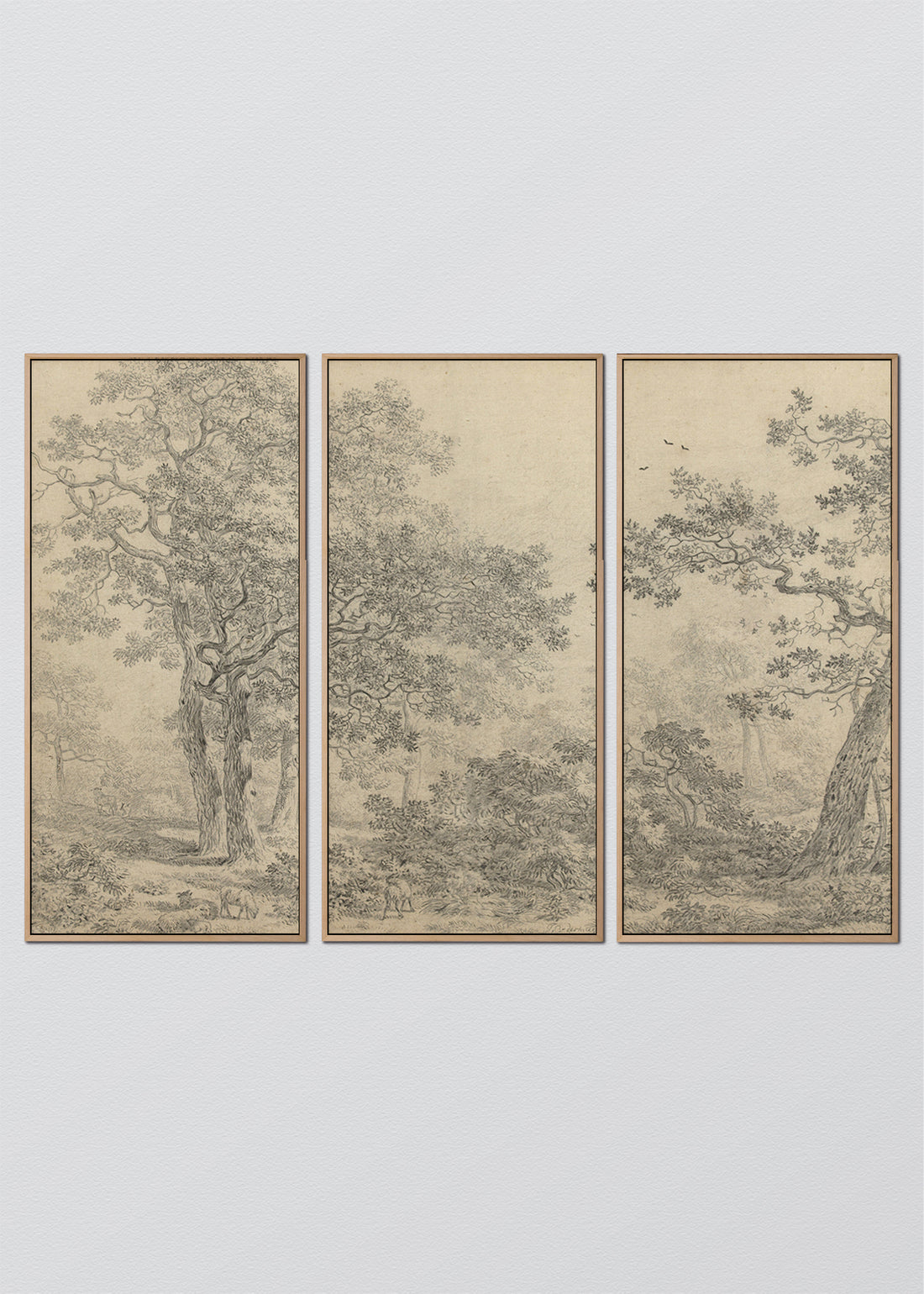 Paneles Murales de lino árboles blanco y negro - Serie 03