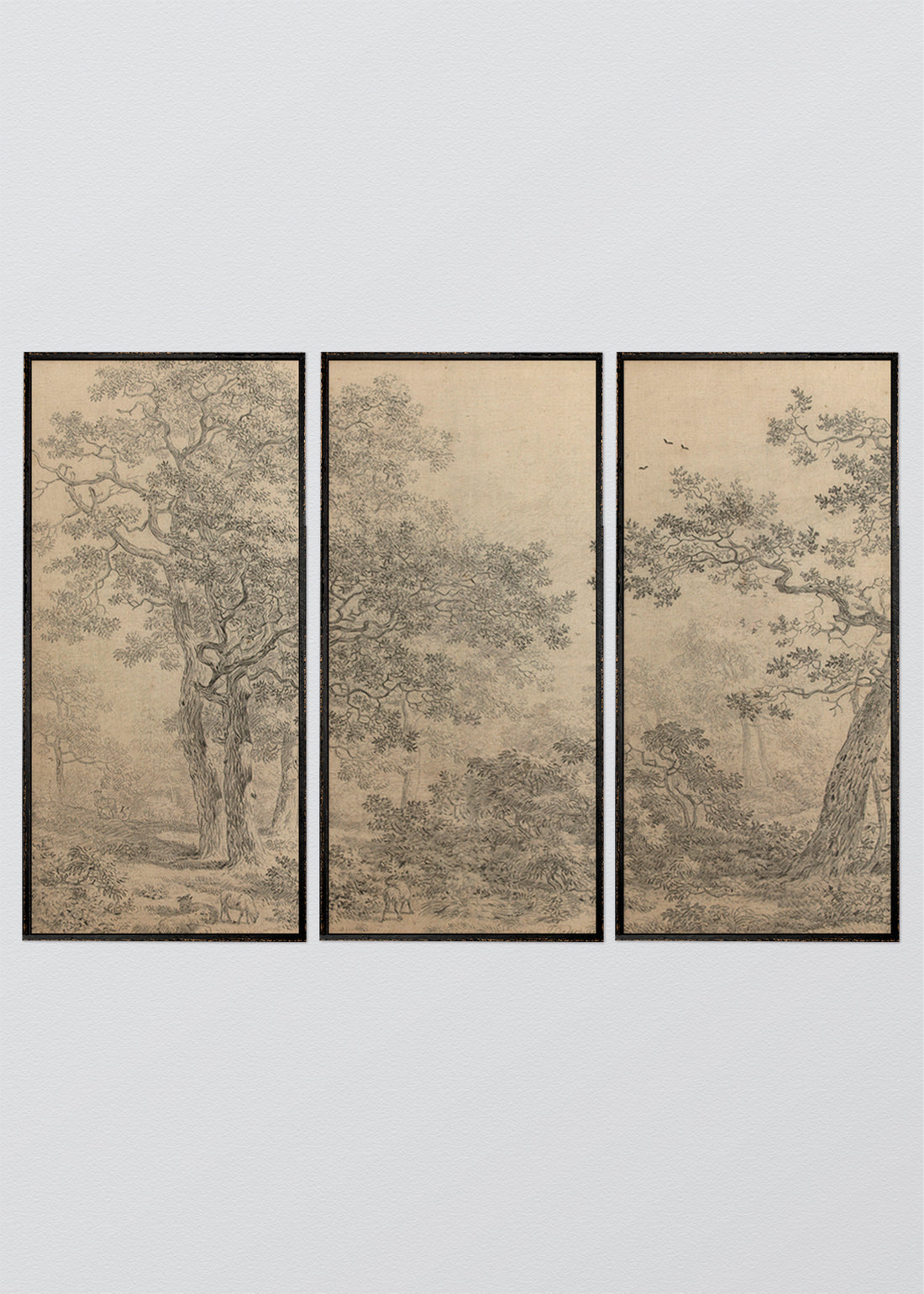 Paneles Murales de lino árboles blanco y negro - Serie 03