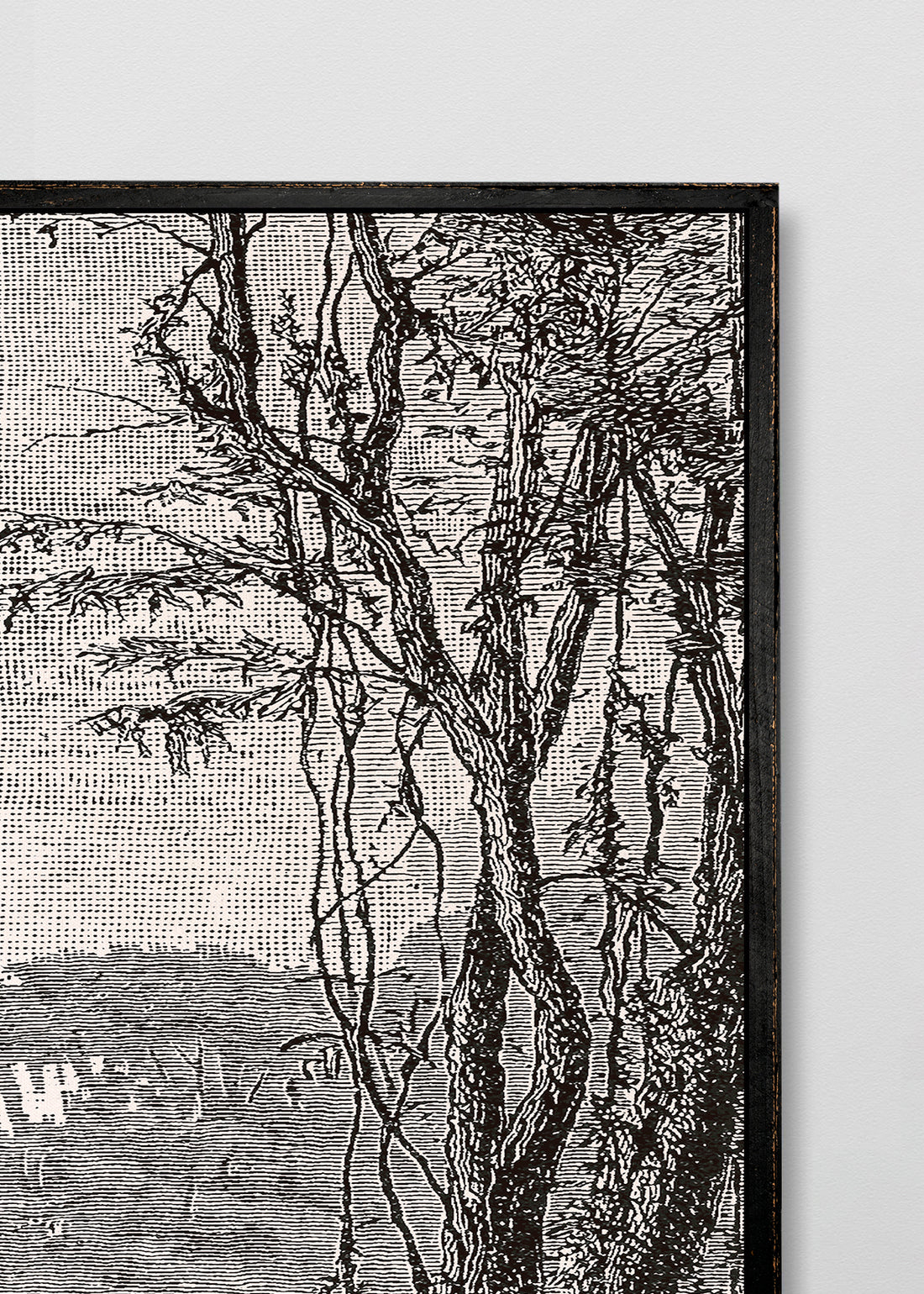 Paneles Murales de lino jungla manglar blanco y negro - Serie 03