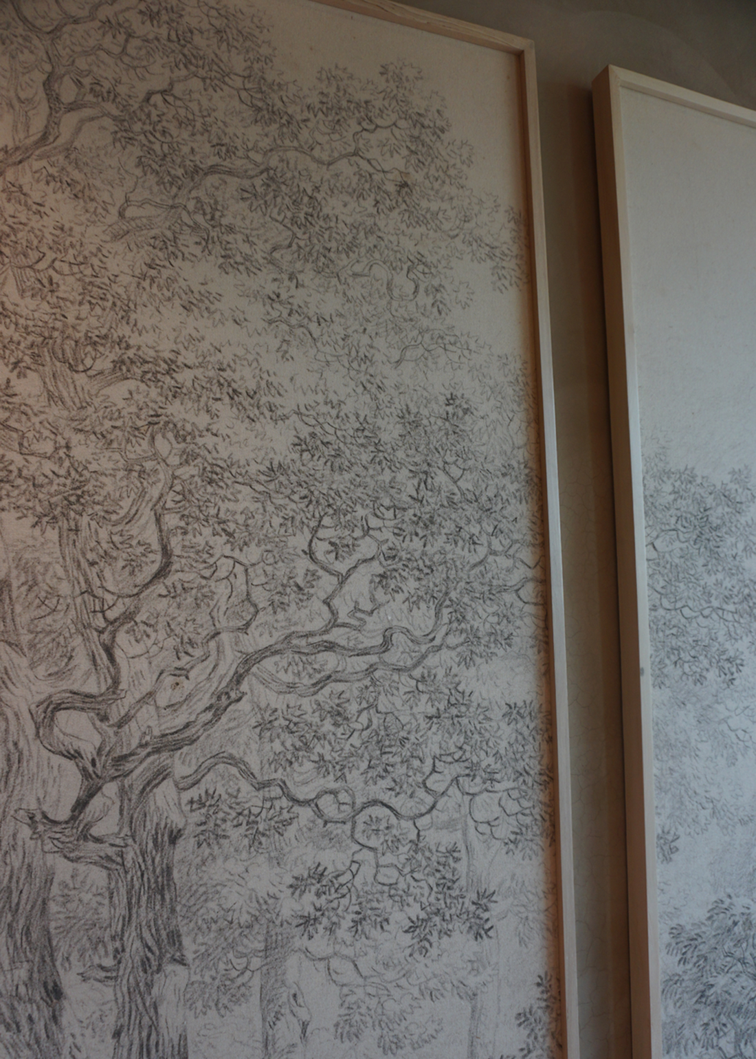 Paneles Murales de lino árboles blanco y negro - Serie 02