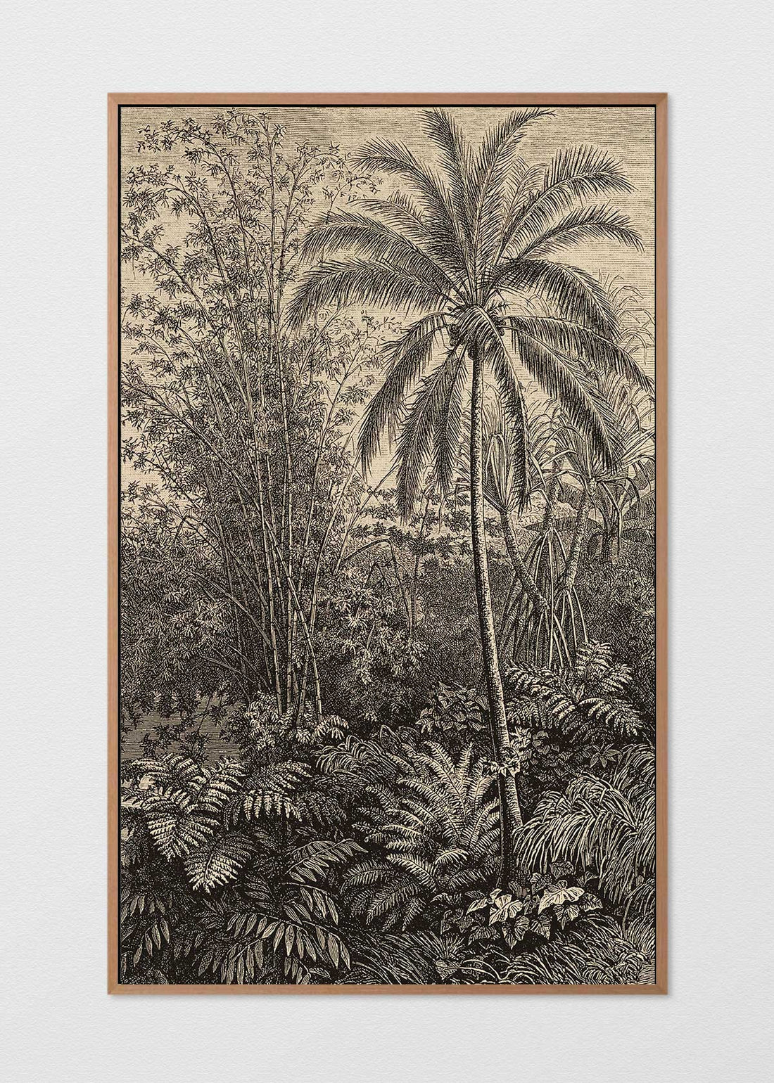 Panel Mural de lino jungla palmeras sepia (lado B) - REBAJAS