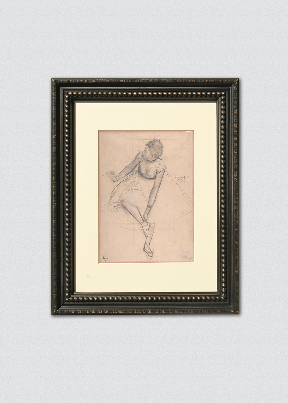 Cuadro Papel Algodón dibujo bailarina marco vintage perlas