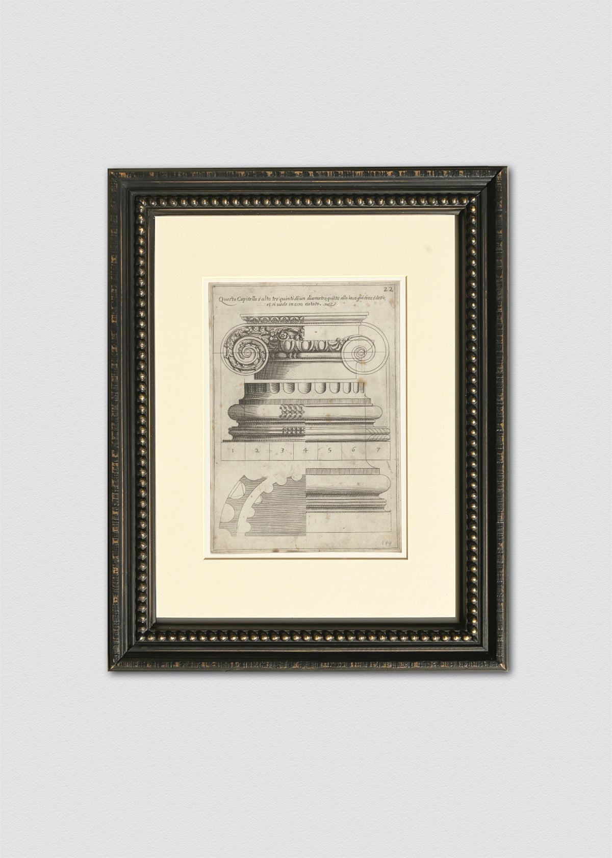 Cuadro Papel Algodón dibujo columna i marco vintage perlas