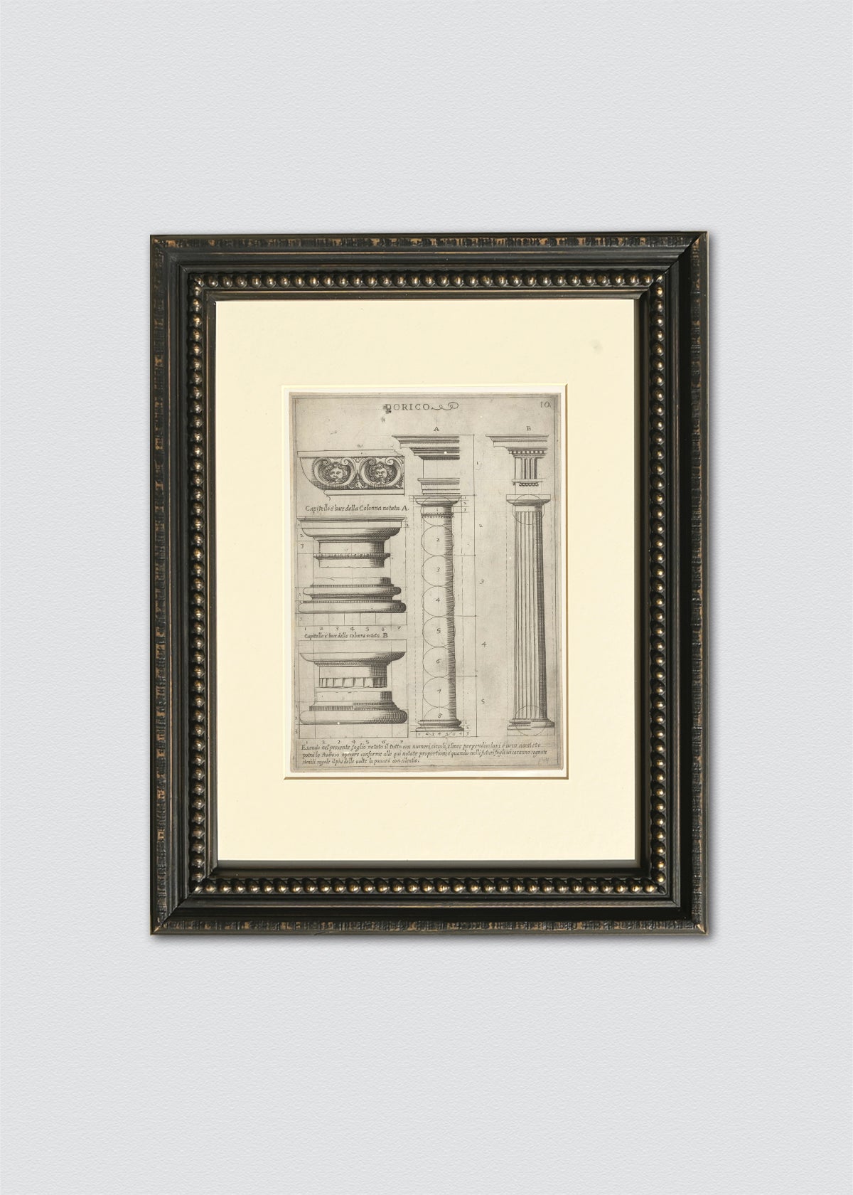 Cuadro Papel Algodón dibujo columna ii marco vintage perlas