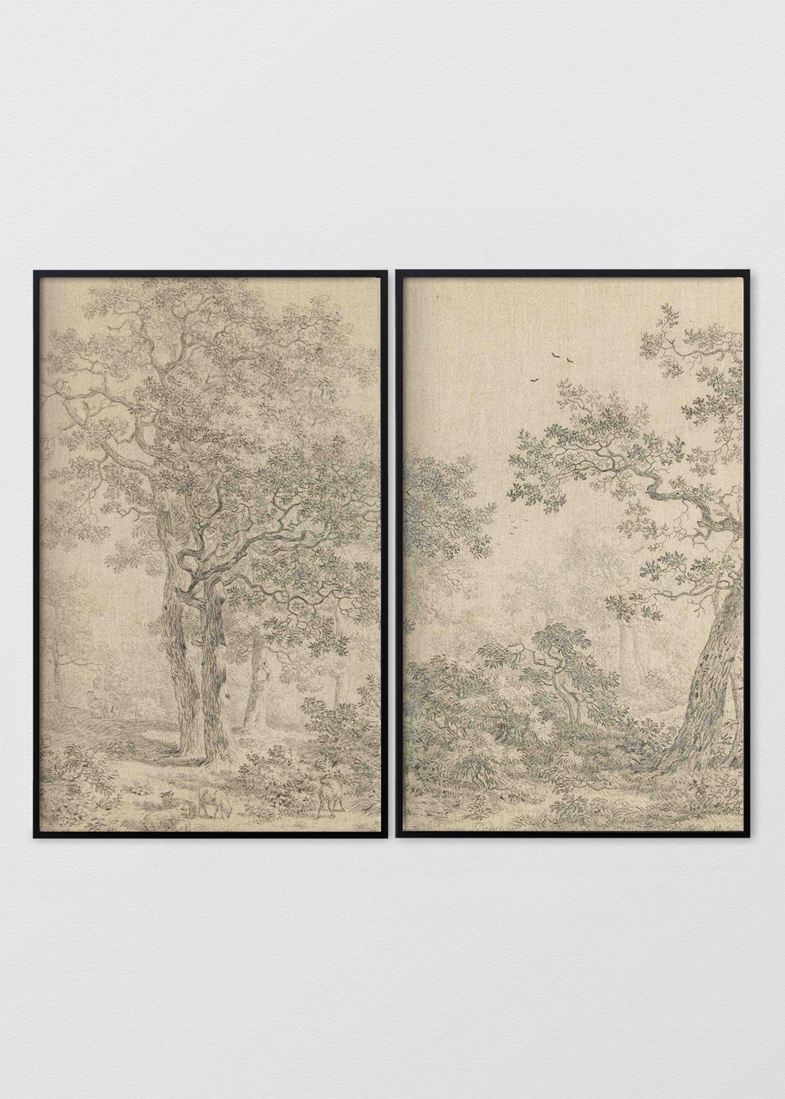 Paneles Murales de lino árboles blanco y negro - Serie 02