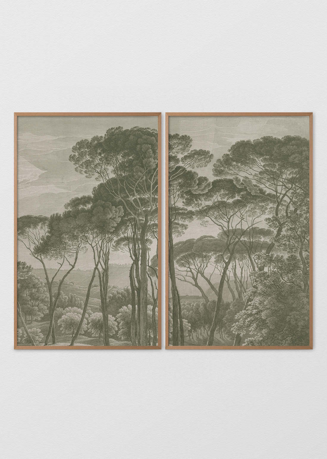 Paneles Murales de lino árboles verdes - Serie 02