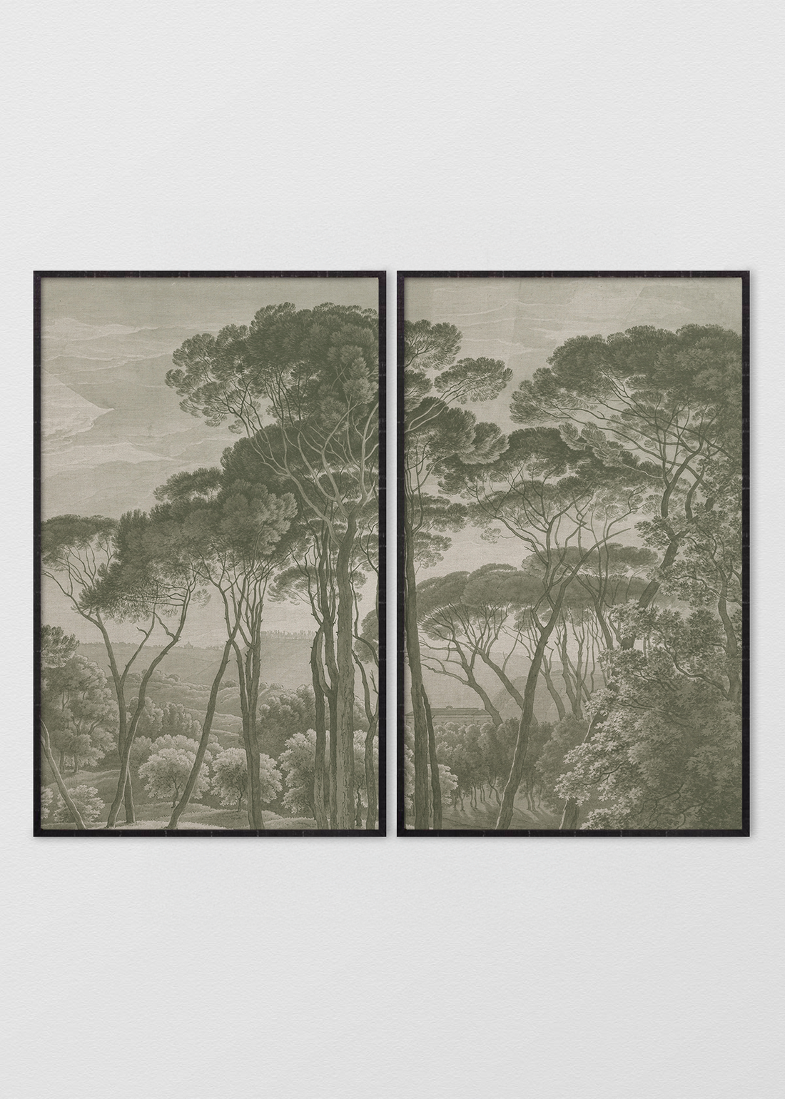 Paneles Murales de lino árboles verdes - Serie 02