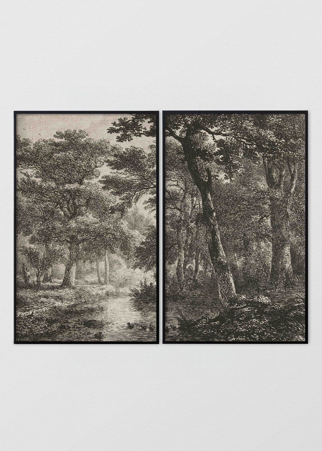 Paneles Murales de lino bosque blanco y negro - Serie 02 – Testimonia