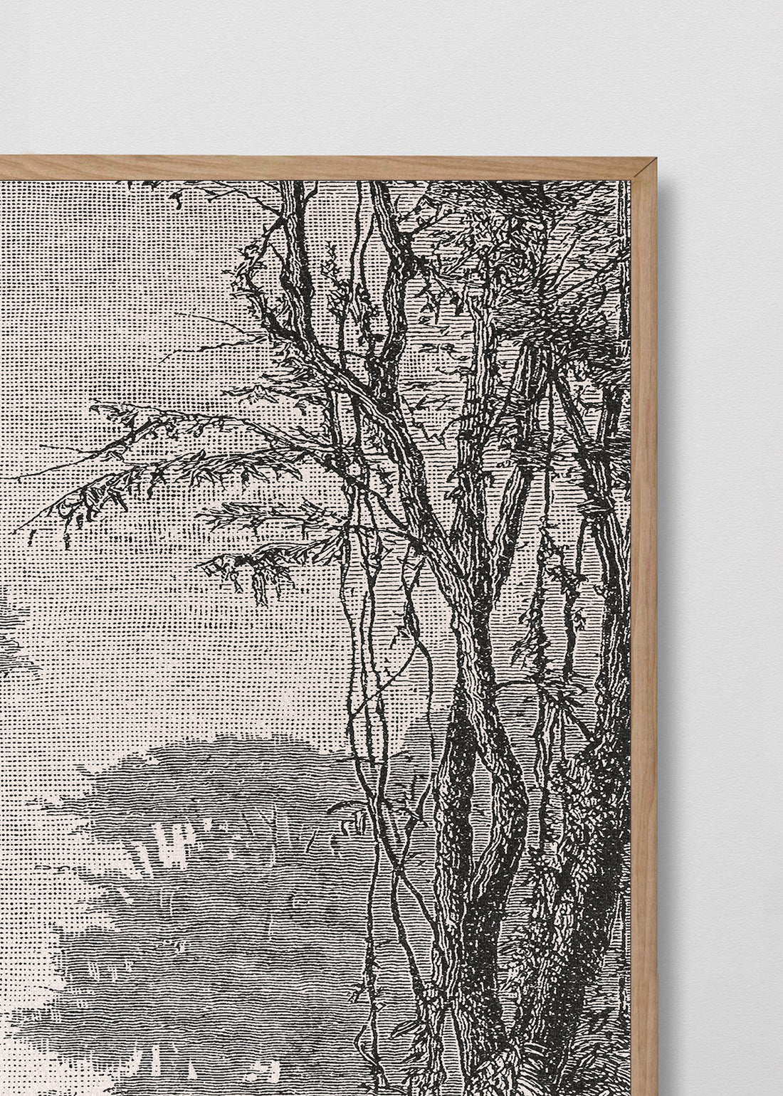 Paneles Murales de lino jungla manglar blanco y negro - Serie 02