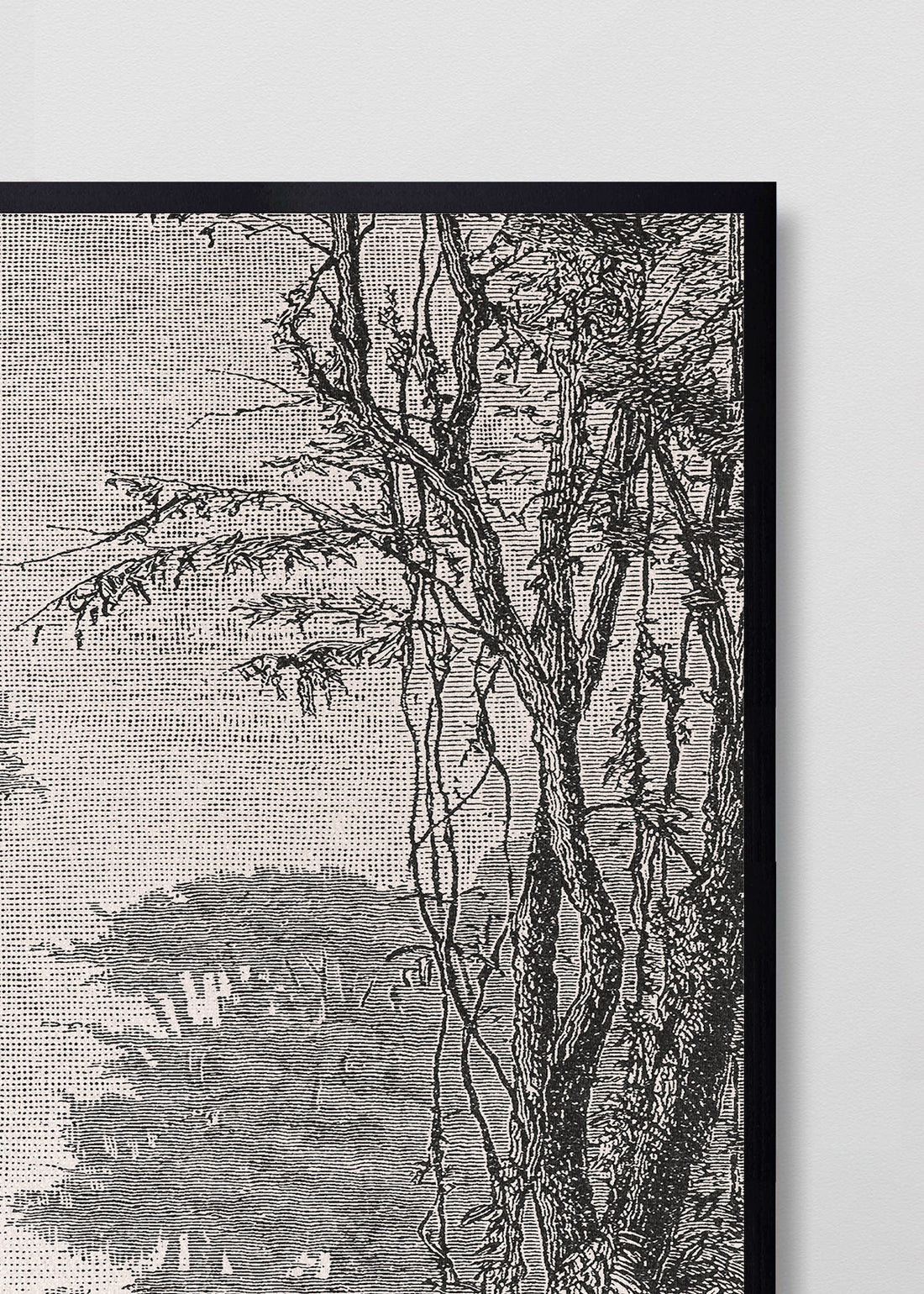 Paneles Murales de lino jungla manglar blanco y negro - Serie 02