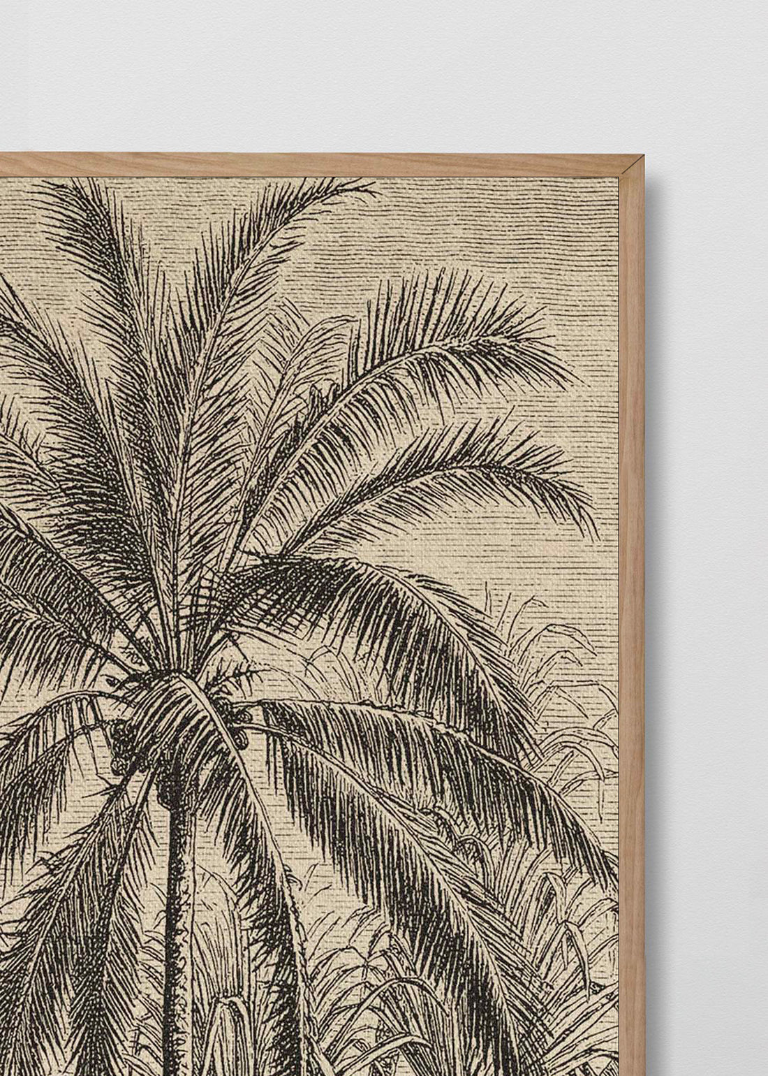 Paneles Murales de lino jungla palmeras sepia - Serie 02