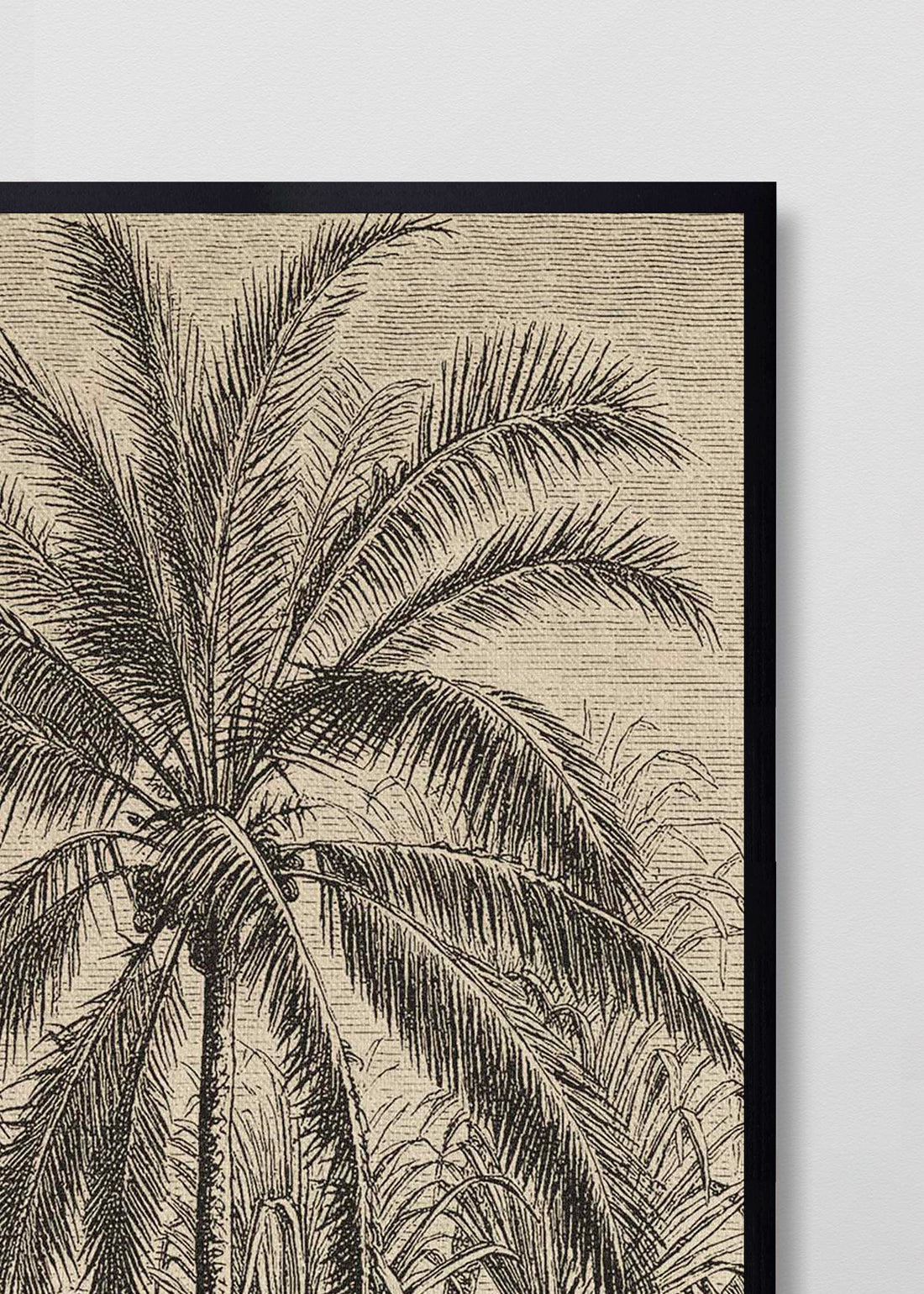 Paneles Murales de lino jungla palmeras sepia - Serie 02