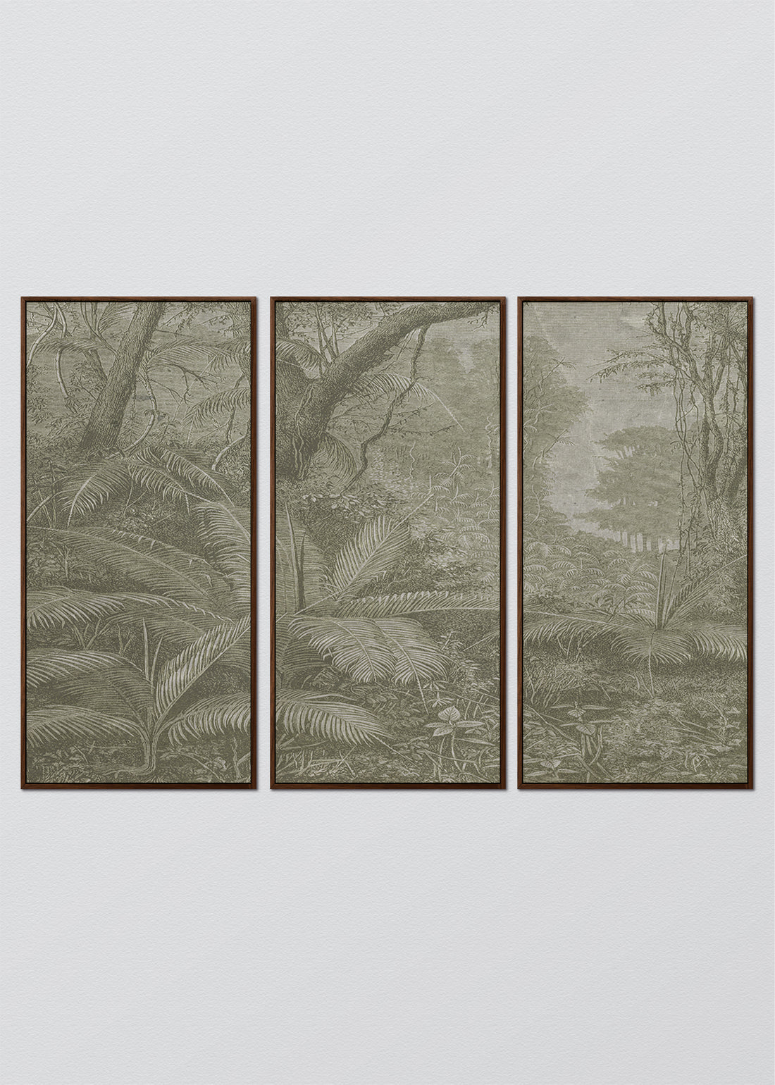 Paneles Murales de lino jungla manglar blanco y negro - Serie 03