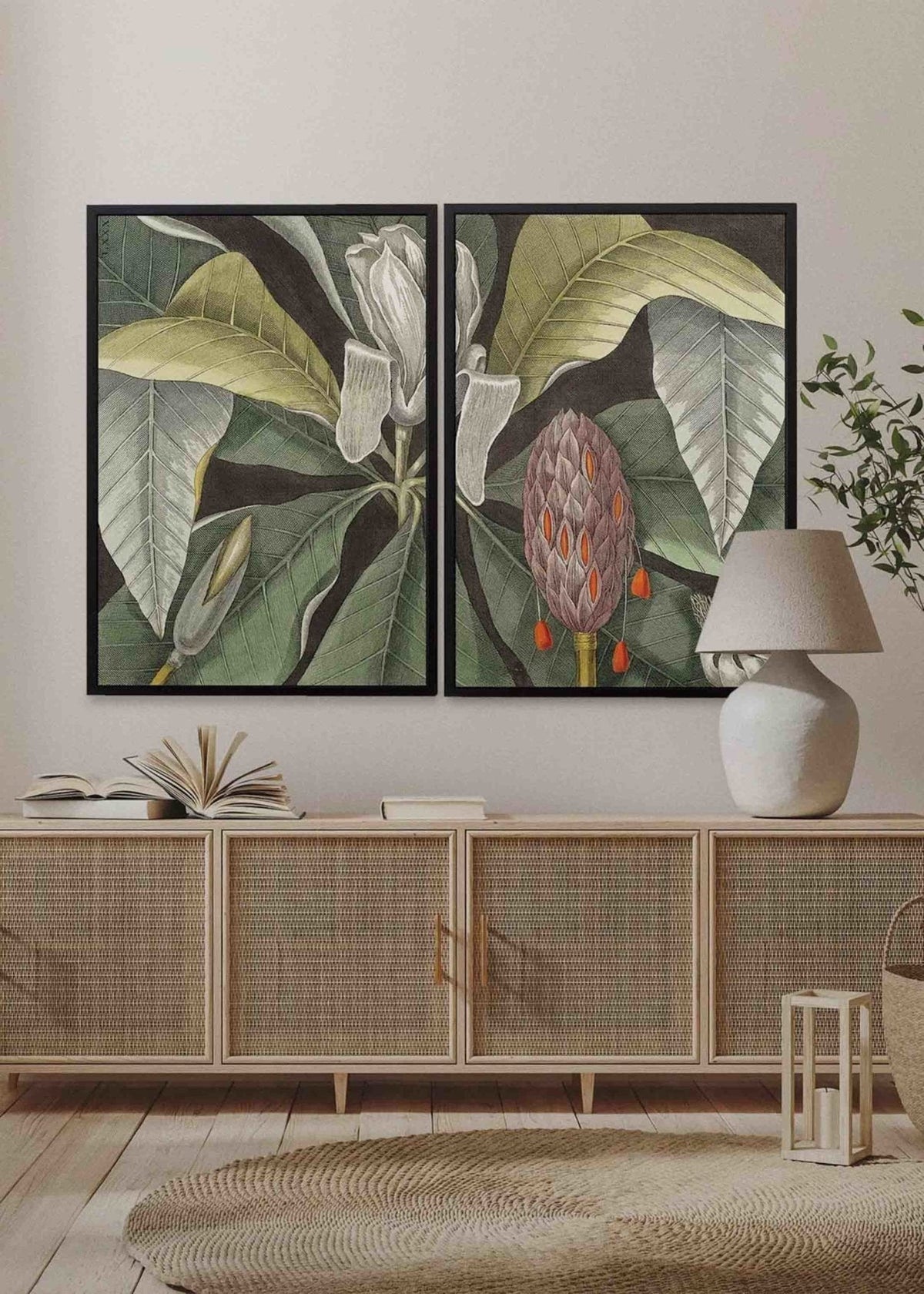Ambiente - Set Cuadros Mural de Lino Magnolio — Díptico