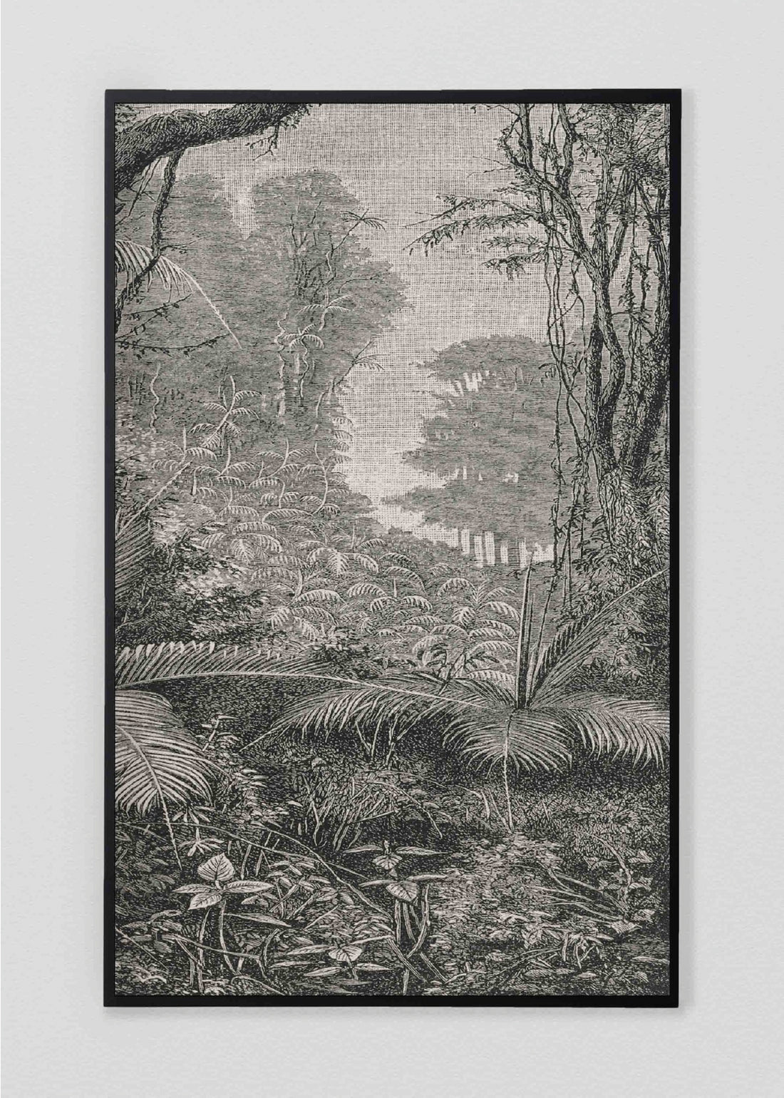 Panel Mural de lino jungla manglar blanco y negro - REBAJAS