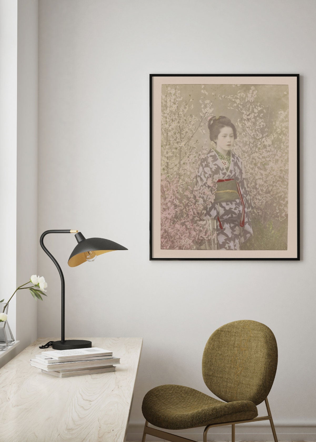 Cuadro Lino Geisha entre Cerezos - Testimoniaprints