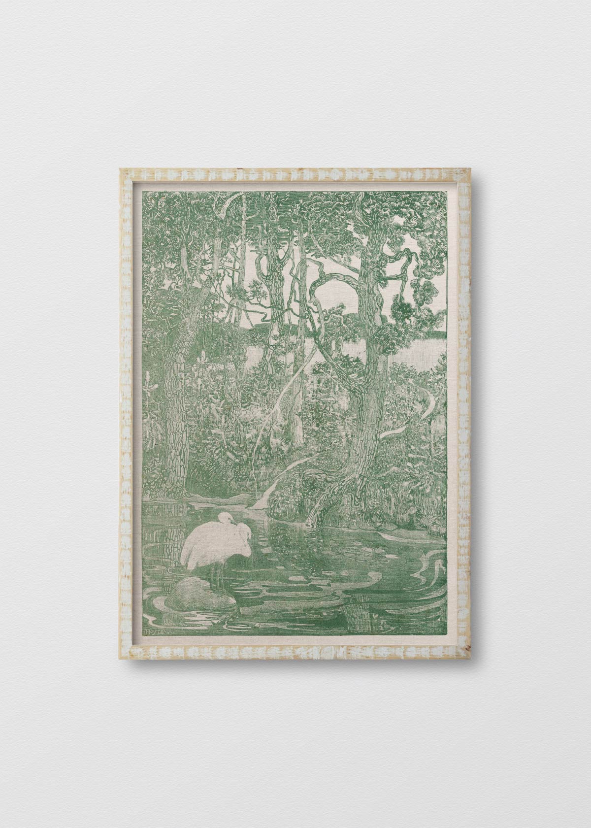 Cuadro Lino Jungla Verde Garzas - Testimoniaprints