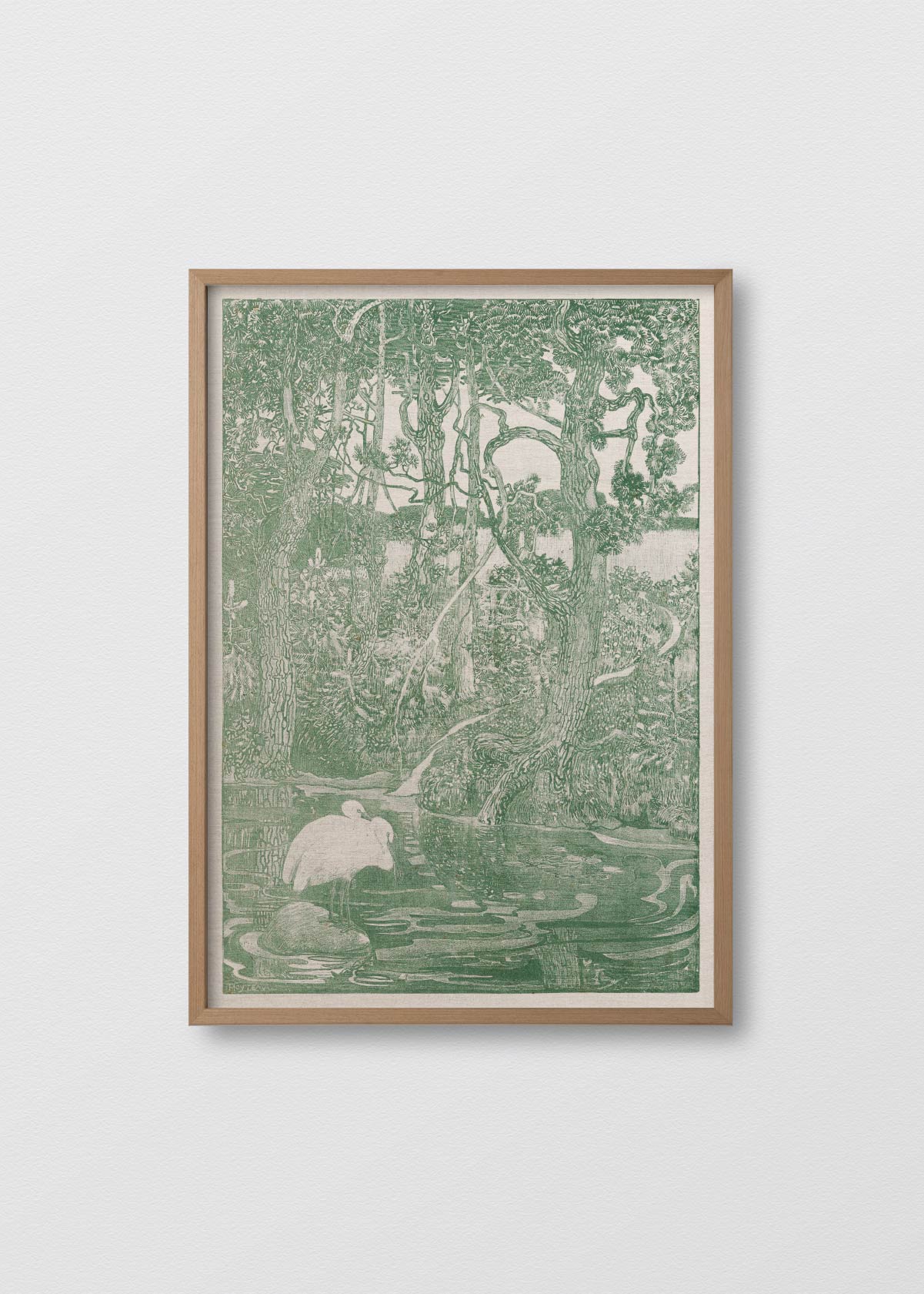 Lino Jungla Verde Garzas - Testimoniaprints